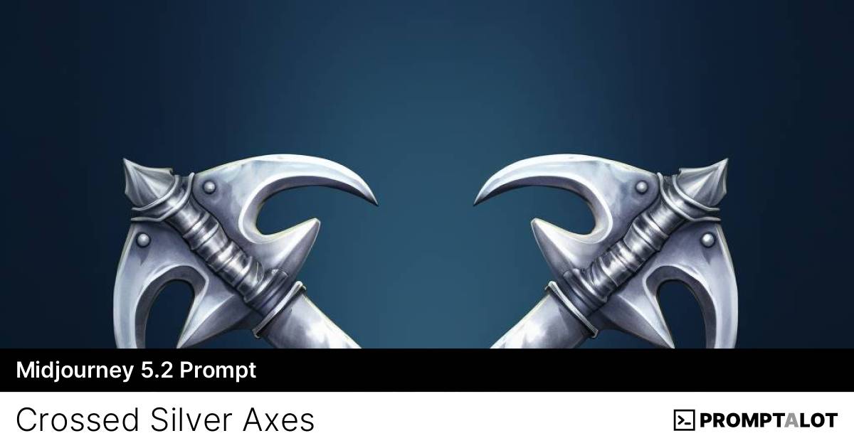 "Crossed Silver Axes" Midjourney 5.2 Prompt Promptalot