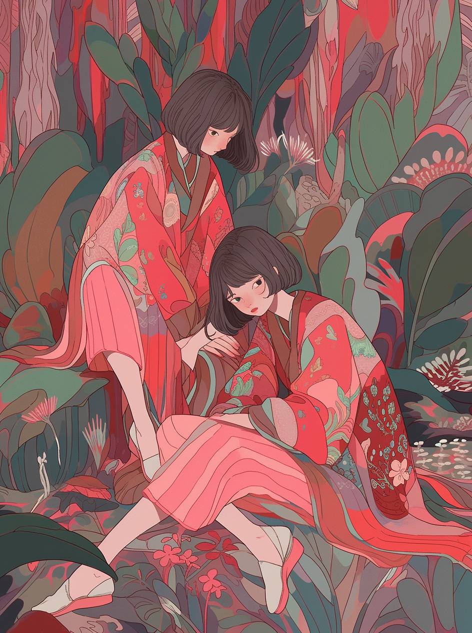 “Crimson Companions” Midjourney 5.2 Prompt – Promptalot